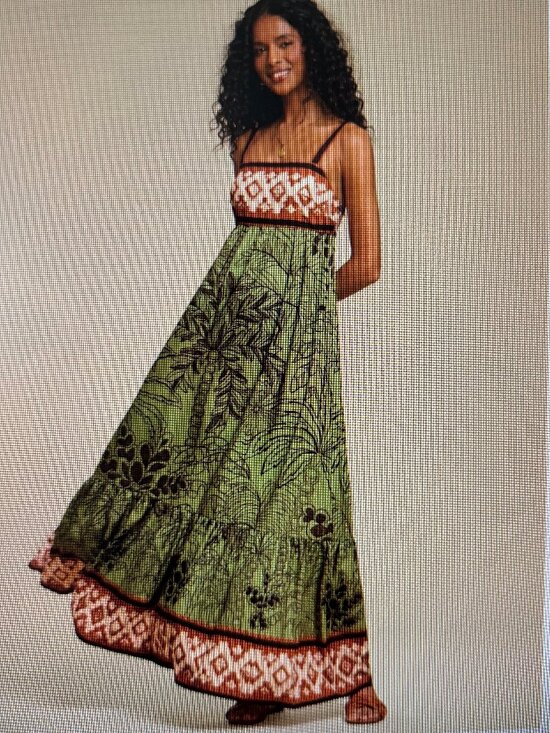Dresses & Skirts - Green Printed Maxi  Sun Dress,Boho Lightweight and Soft  Large New